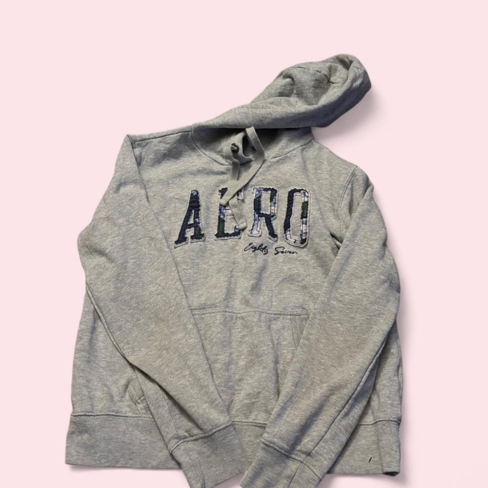 Aeropostale Gray Hooded Sweatshirt with Navy Aero Logo